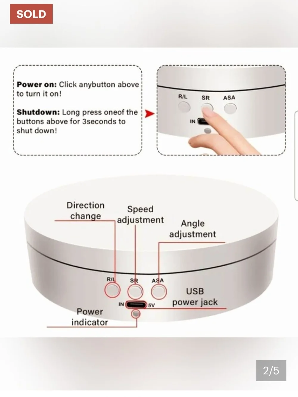 Motorized Rotating Display Turntable - White - Picture 3 of 5